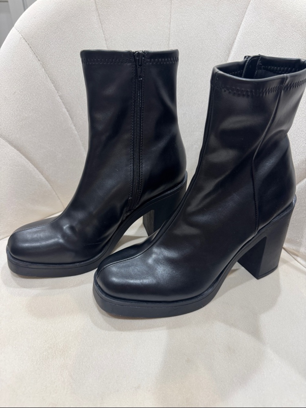 Madden Girl Black Platform Block Heel Ankle Boots